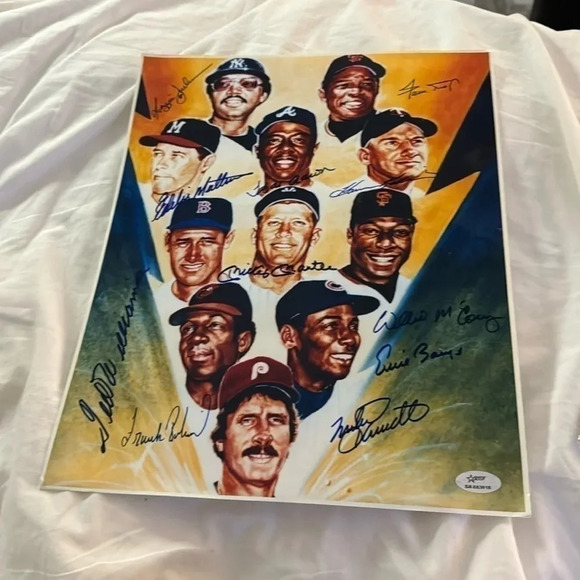 500 home run Signed litho Mantle Aaron Willie mays - Picture 1 of 2